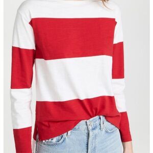 ALEX MILL Francoise Long Sleeve Tee in crimson, Lrg $103 G26